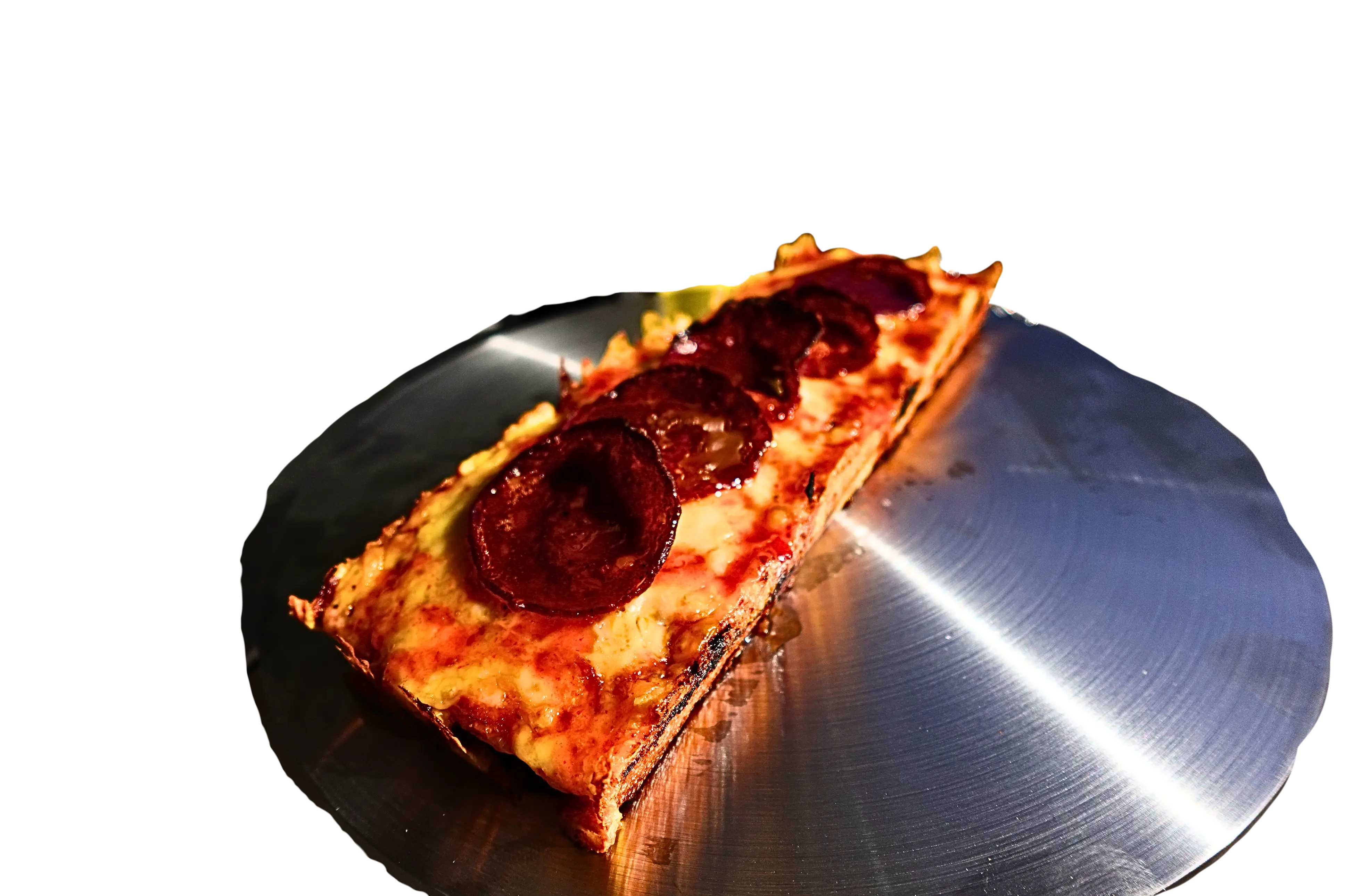 Die Hard Pepperoni, beef pepperoni Detroit-Sicilian slice
